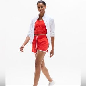 Athleta High Rise Weekender Stripe Run Short in Red NWT